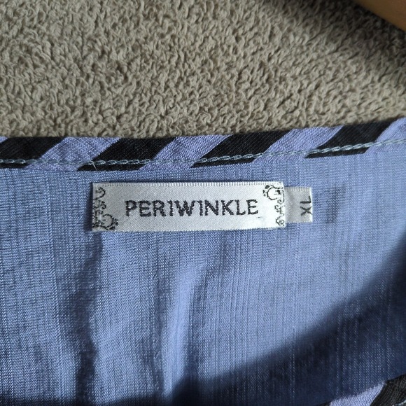 Periwinkle Womens Blue Cat Face Stripe Patchwork Tunic Top XL - Picture 3 of 8